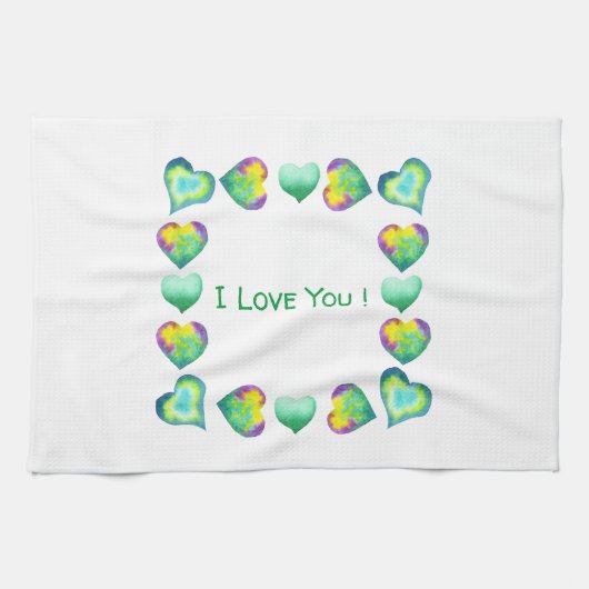 Minimalistisch romanticus Ik hou van je Valentijns Theedoek (Horizontaal)