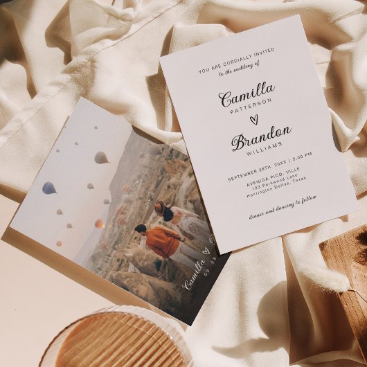 Minimalistisch romantisch hartschrift bruiloft kaart