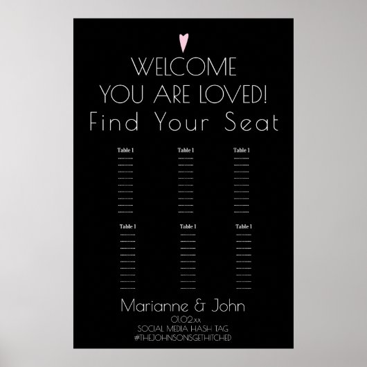 Minimalistisch Romantisch Heart Wedding Seding Cha Poster (Voorkant)