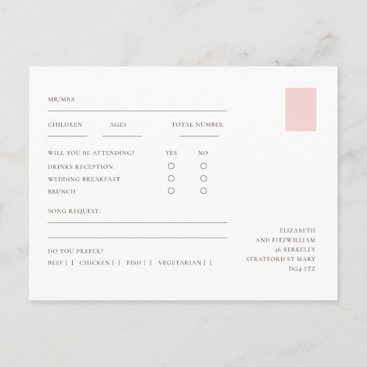 Minimalistisch Romantisch Paar Bloemen Boeket RSVP Briefkaart (Achterkant)