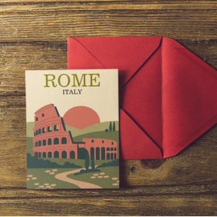 Minimalistisch Rome Italië Colosseum Illustratie Briefkaart
