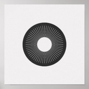 Minimalistisch rond Iris Black en White Poster