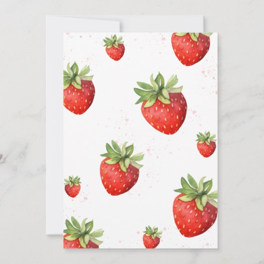 Minimalistisch rood aardbei Baby shower Kaart (Achterkant)