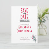 Minimalistisch rood bloemenbewaar de datum Kaart (Staand voorkant)