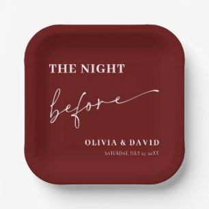 Minimalistisch rood de avond voor repetitie diner papieren bordje