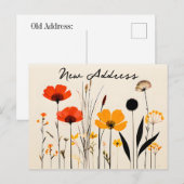 Minimalistisch Rood en Geel Wildflower Nieuw adres Briefkaart (Voorkant / Achterkant)