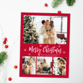 Minimalistisch rood en wit 4 Fotocollage kerstmis Briefkaart