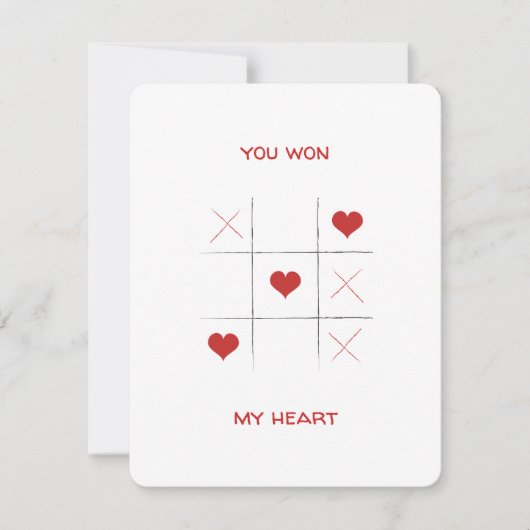 Minimalistisch Rood en Wit tic-tac-toe Valentijns Feestdagenkaart (Voorkant)