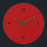 Minimalistisch rood en zwart grote klok<br><div class="desc">De moderne artistieke klok heeft een minimalistisch ontwerp in een rood en zwart kleurenpalet. Een eenvoudig gewoon ontwerp met zwarte cijfers op een rode achtergrond. Een moderne toevoeging aan je keuken, woonkamer of kantoor muur, een attent modern kantoor cadeau of een modern thuiscadeau voor elke gelegenheid. U kunt aanpassen door...</div>