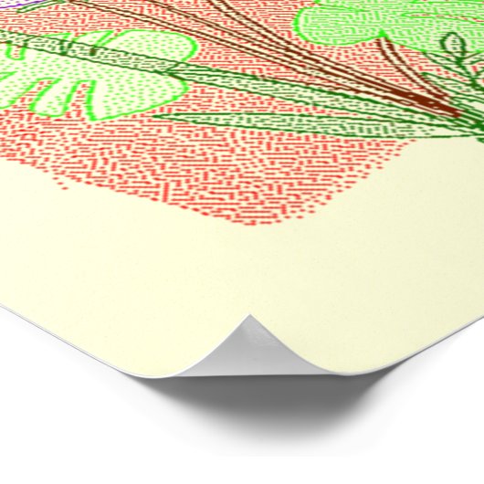  minimalistisch rood geel Abstract bloemstip Poster (Hoek)