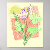  minimalistisch rood geel Abstract bloemstip Poster (Voorkant)