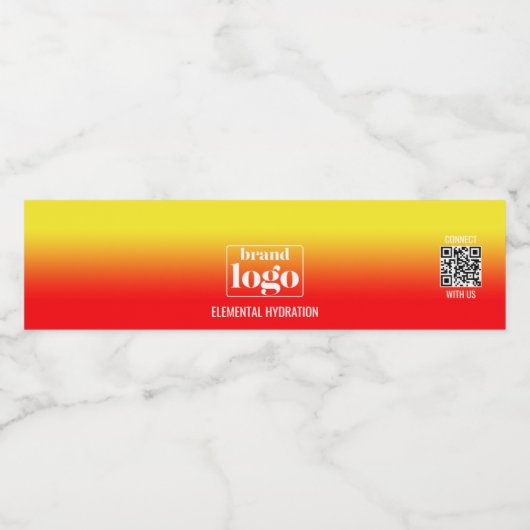 Minimalistisch rood geel gradiënt element logo waterfles etiket (Enkel label)