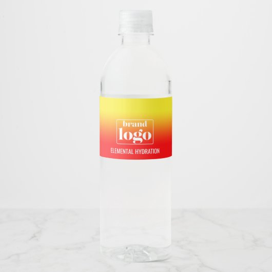 Minimalistisch rood geel verloop elementair logo waterfles etiket (Voorkant)
