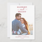 Minimalistisch rood gehuwd en foto van heldere Pas Feestdagenkaart (Voorkant)