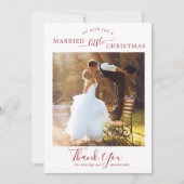 Minimalistisch rood gehuwd kerstfeest Dank je wel Feestdagenkaart (Voorkant)
