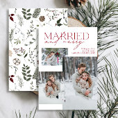 Minimalistisch rood getrouwd en vrolijk Pas getrou Feestdagenkaart