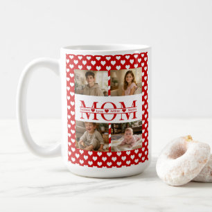Minimalistisch rood hart mama op maat 4-foto aande koffiemok