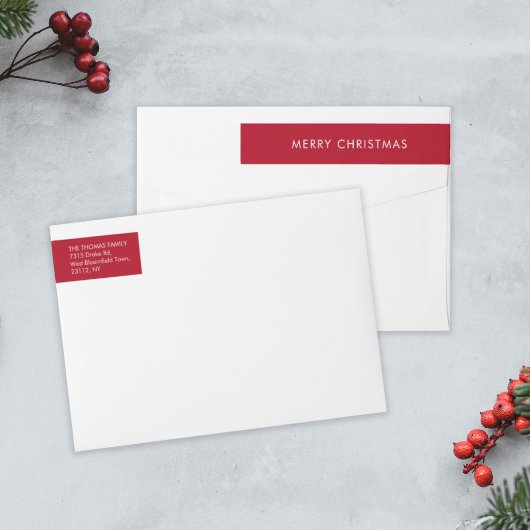 Minimalistisch rood kerst retouradres
