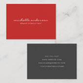 Minimalistisch rood met cursieve tekst visitekaartje (Voorkant / Achterkant)