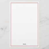 Minimalistisch rood monogram met twee randen briefpapier (Achterkant)
