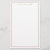 Minimalistisch rood monogram met twee randen briefpapier (Voorkant)