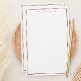 Minimalistisch rood monogram met twee randen briefpapier