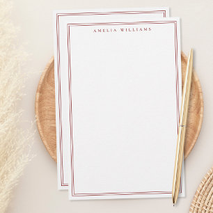 Minimalistisch rood monogram met twee randen briefpapier