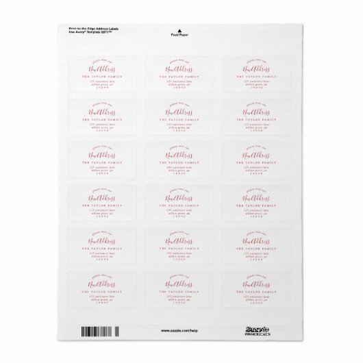 Minimalistisch rood noteer ons nieuwe adres etiket (Full Sheet)