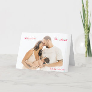 Minimalistisch Rood Script Foto Modern Kerstmis Feestdagen Kaart