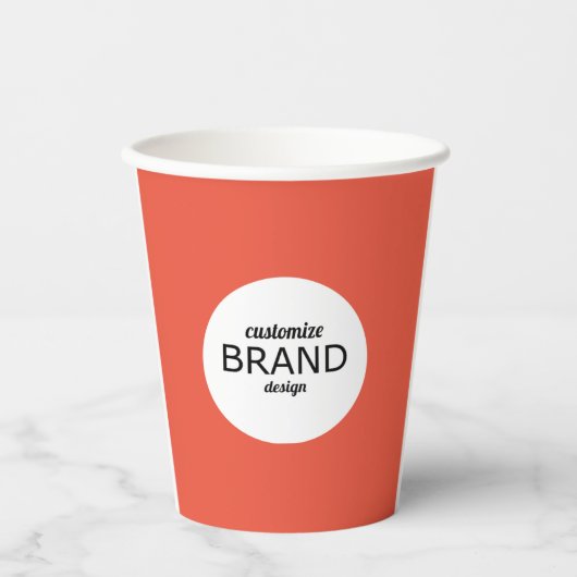 Minimalistisch rood Sinaasappel voor zakelijke Log Papieren Bekers (Voorkant)