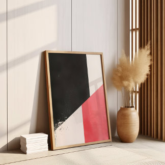 Minimalistisch rood, wit en zwart Abstract Poster