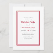 Minimalistisch rood & wit kerstfeestje kaart (Voorkant)