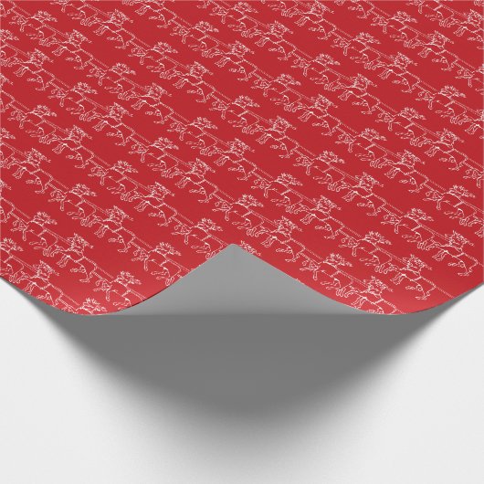 Minimalistisch rood wit Santa's rendier patroon sc Cadeaupapier (Hoek)