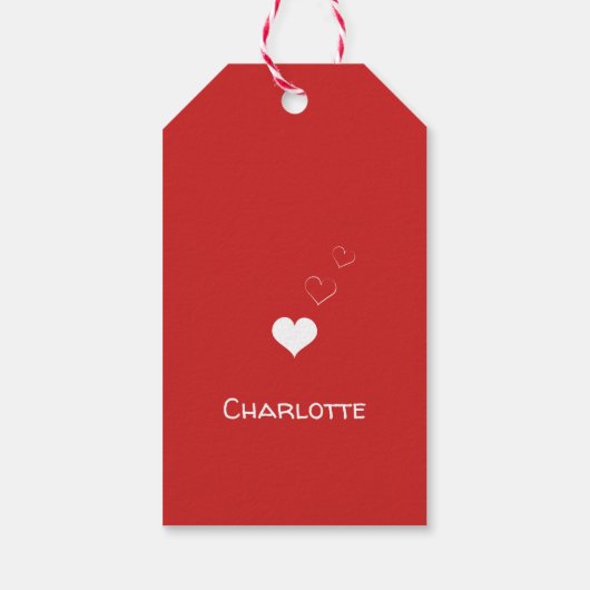 Minimalistisch rood wit XO XO hart Valentijnsdag Cadeaulabel (Achterkant)