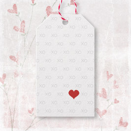 Minimalistisch rood wit XO XO hart Valentijnsdag Cadeaulabel