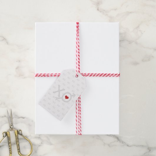 Minimalistisch rood wit XO XO hart Valentijnsdag Cadeaulabel (Met Touw)