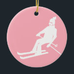 Minimalistisch roodbruin winterroze keramisch ornament<br><div class="desc">Koel winters met het ontwerp van het skieerpatroon. Alpiene skiën in  retro skipak. Een prachtig wintersportcadeau voor een skiester in je kring van vrienden,  collega's of familie. Het ontwerp van de tekenillustratie van Whimsical-skiers. Skiers skiing ski home decor,  Ski team,  skibuscadeau.</div>