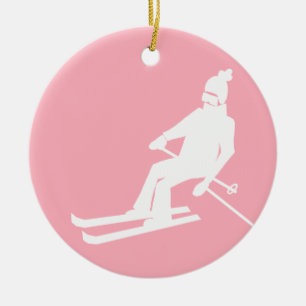 Minimalistisch roodbruin winterroze keramisch ornament