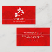 Minimalistisch roodPistool Modern Tattoo Visitekaartje (Voorkant / Achterkant)