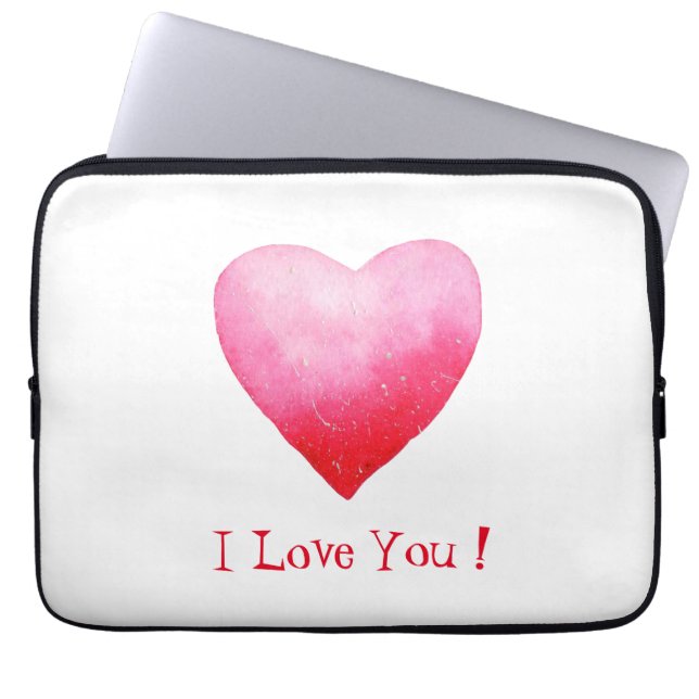 Minimalistisch roodrood Ik hou van je hart Laptop Sleeve (Voorkant)