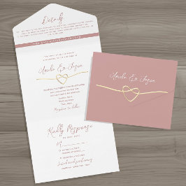 Minimalistisch Roos bruiloft All In One Uitnodiging