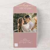 Minimalistisch Roos bruiloft All In One Uitnodiging (Buitenkant)