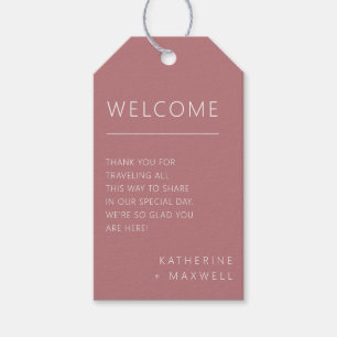 Minimalistisch Roos bruiloft welkomsttas Cadeaulabel