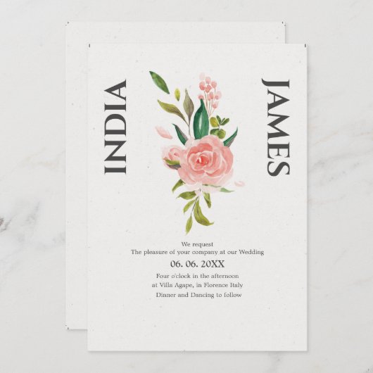 Minimalistisch Roos- en naaldhout Kaart (Voorkant / Achterkant)