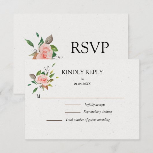 Minimalistisch Roos- en naaldhout RSVP Kaartje (Voorkant / Achterkant)