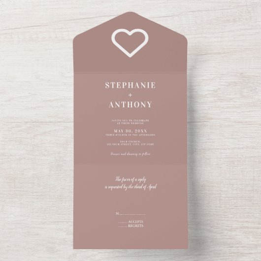 Minimalistisch Roos en uitnodiging voor witte brui (Binnen)