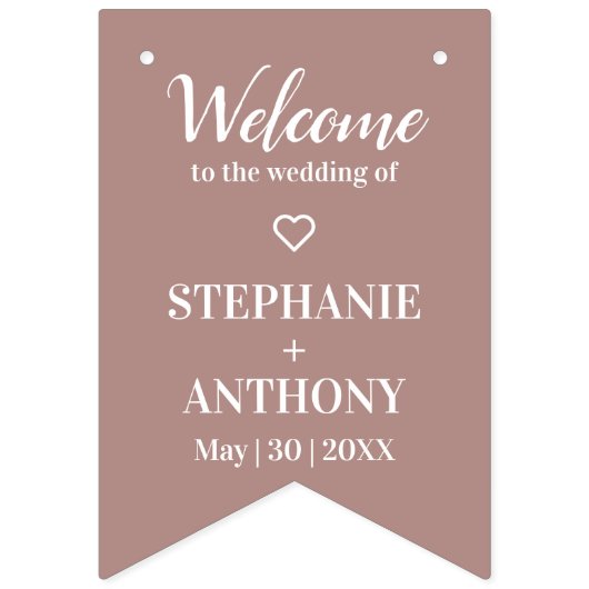 Minimalistisch Roos en wit huwelijk Vlaggetjes (Eerste vlag)