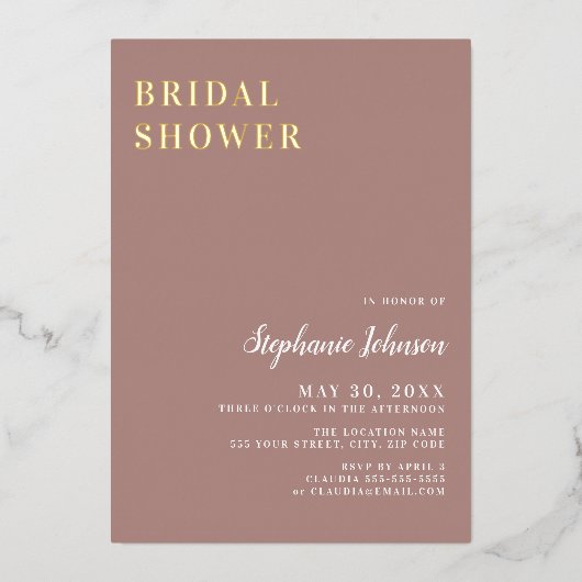 Minimalistisch Roos en wit Vrijgezellenfeest Folie Uitnodiging (Voorkant)