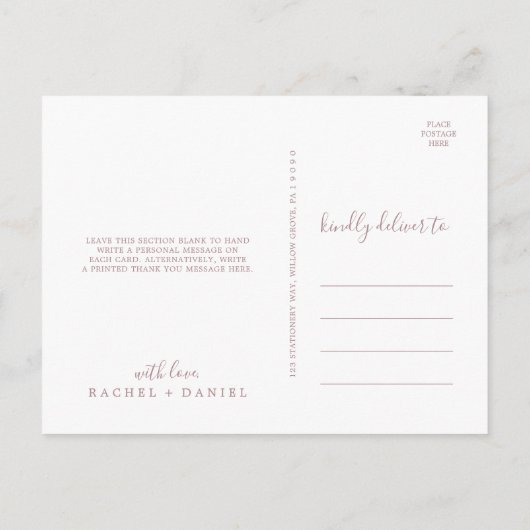 Minimalistisch Roos Gold 3 Fotosjabloon Hartelijk  Briefkaart (Achterkant)