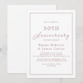 Minimalistisch Roos Gold 50th Wedding Jubileum Kaart (Voorkant / Achterkant)